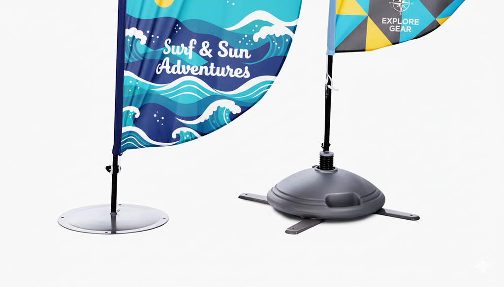 drapeau publicitaire personnalisé pour salon et plage